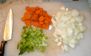 Onion, carrots and celery
